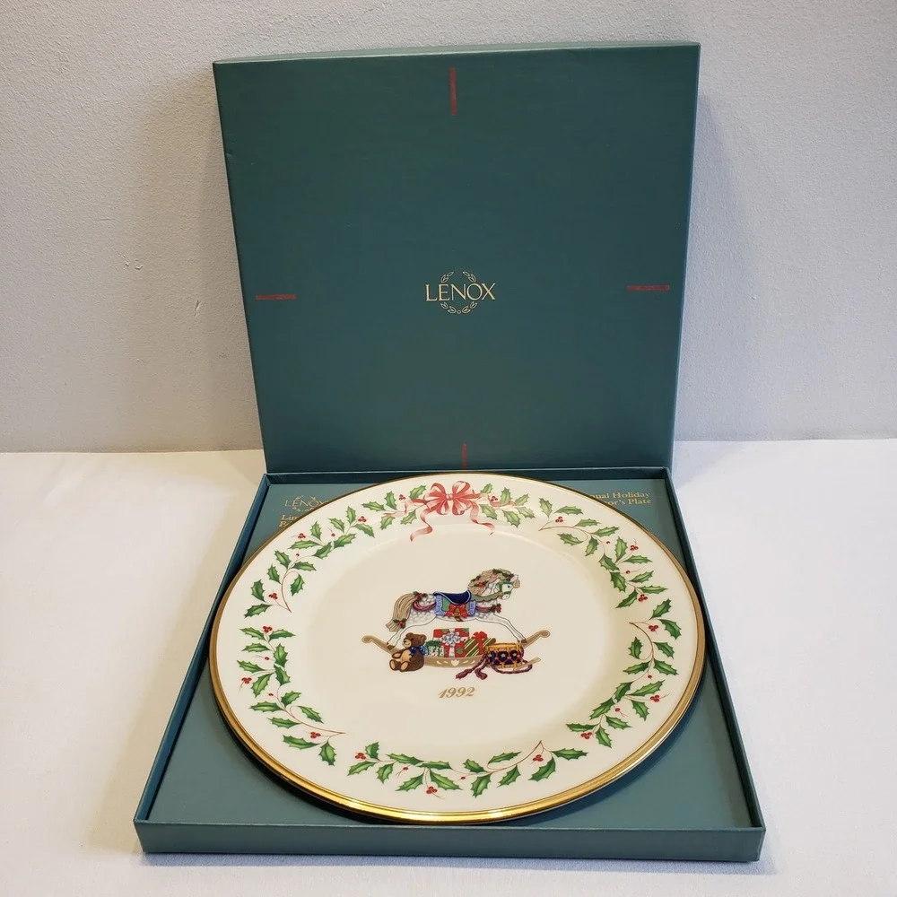 Lenox Collector Plate 1992 Annual Holiday Rocking Horse Ivory Gold